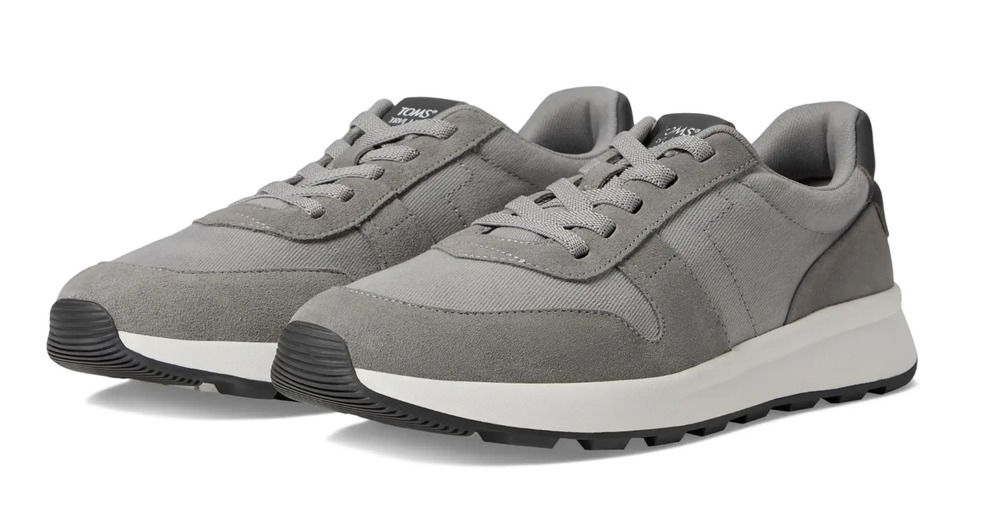 Toms Mens TRVL LITE Retro Runner Casual Sneakers Size 12 Grey Suede Twill NIB